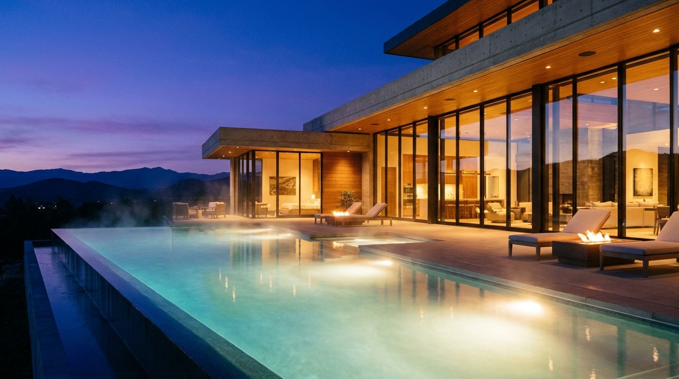 Infinity pool at dusk